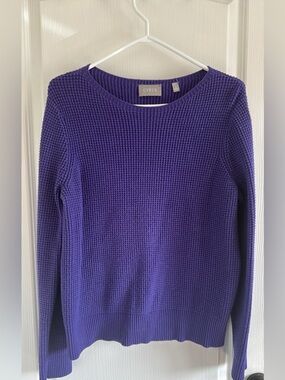 Cyrus Women's Deep Purple Waffle-Knit Crew Sweater